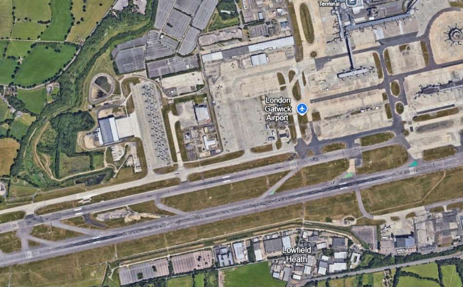 Aerial view of Gatwick airport. Airport Taxi Huddersfield.