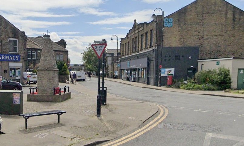 Street view of Golcar Town End. Airport Taxi Huddersfield.