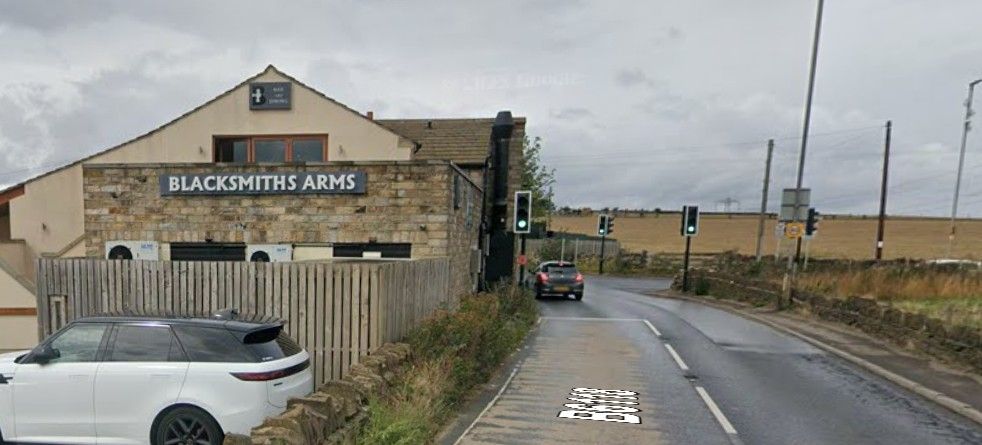 Street view of Blacksmiths Arms pub in Kirkheaton. Airport Taxi Huddersfield.